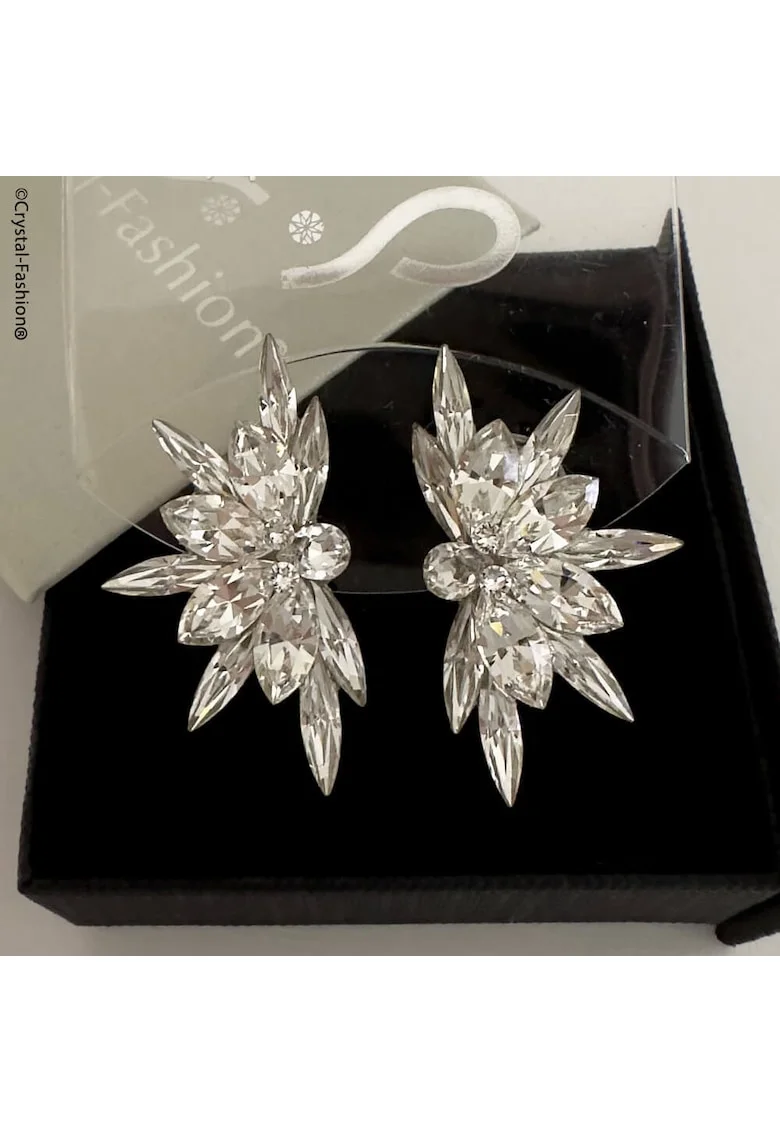Cercei cu cristale Swarovski® Mini Noa 3, 5cm Clp-Pin Clear