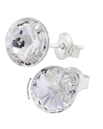 Cercei Argint 925 cu cristale Swarovski® Rivoli 6mm surub Crystal Clear