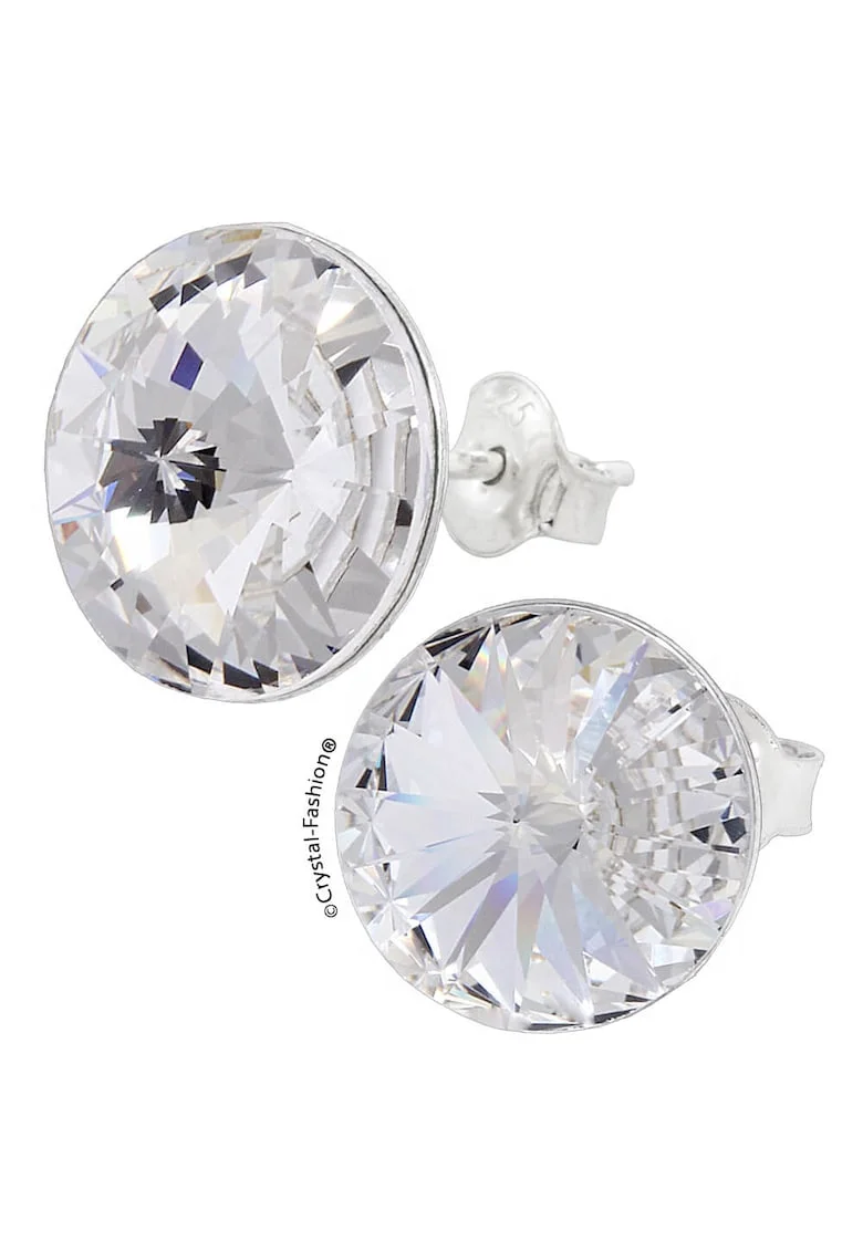 Cercei Argint 925 cu cristale Swarovski® Rivoli 14mm surub Crystal Clear