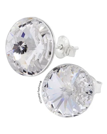 Cercei Argint 925 cu cristale Swarovski® Rivoli 14mm surub Crystal Clear
