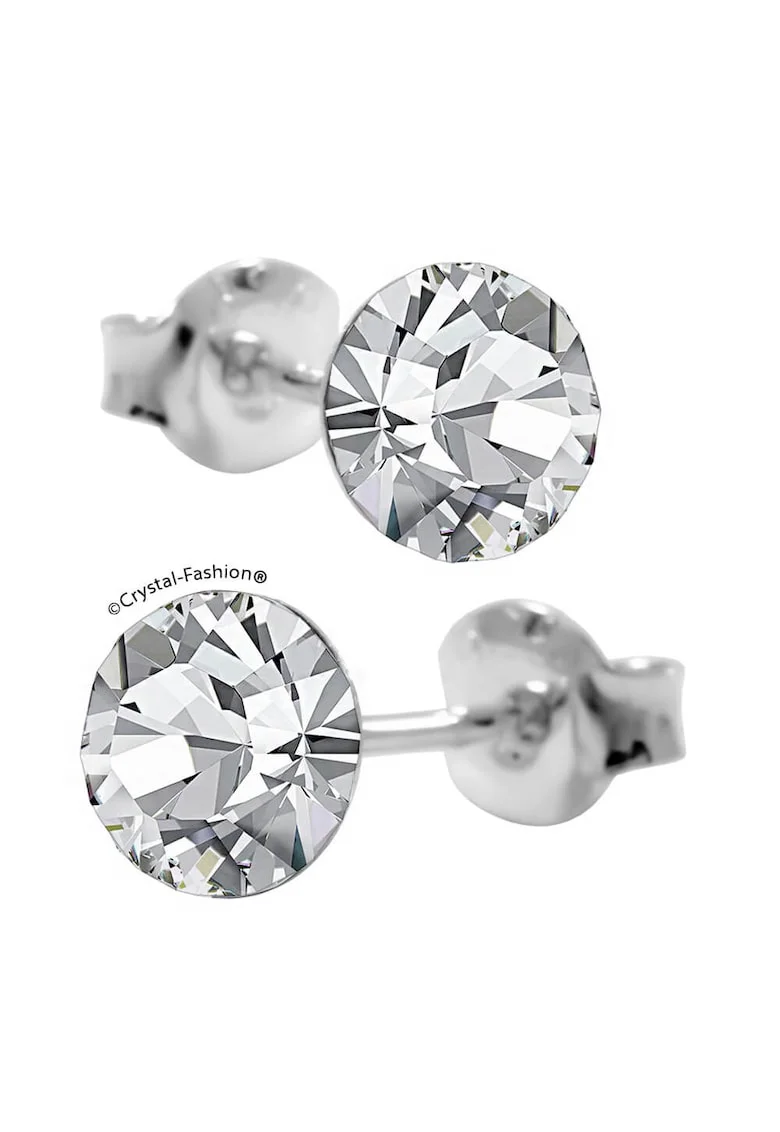 Cercei Argint 925 cu cristale Swarovski® Xirius 6mm surub Crystal Clear