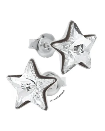Cercei Argint 925 cu cristale Swarovski® Star f 10mm surub Crystal Clear