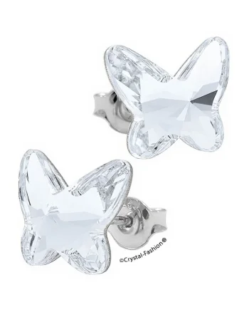 Cercei Argint 925 cu cristale Swarovski® Butterfly fb 12 surub Crystal Clear