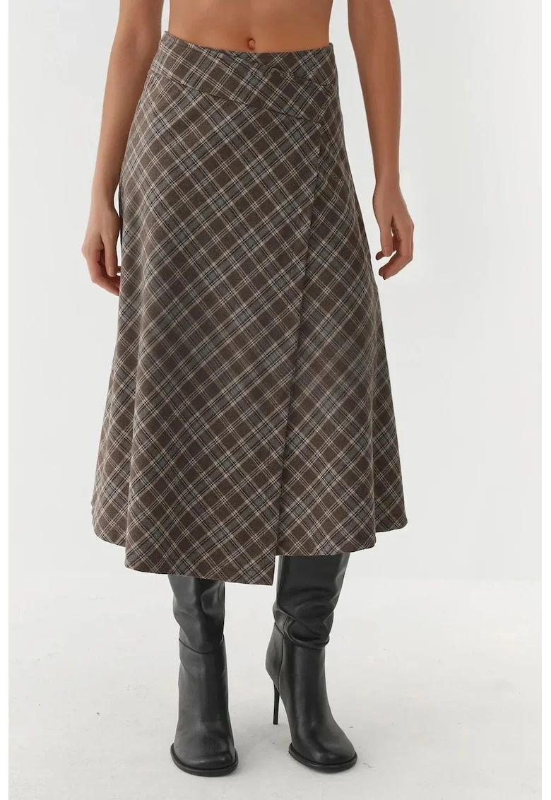 Fuste,  Fusta Maxi, inchidere cu nasturi, textil, Multicolor, Multicolor