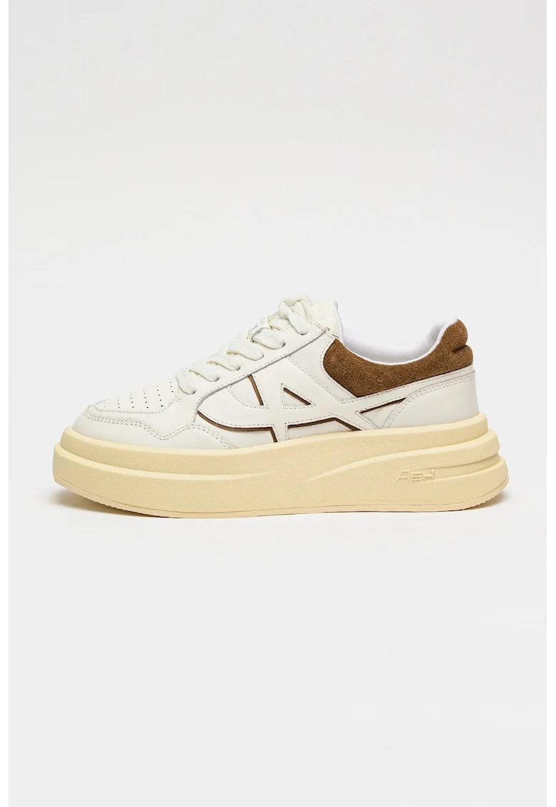 Pantofi sport flatform din piele, Crem