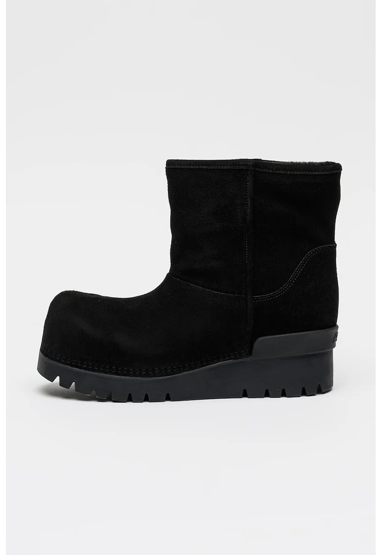 Ghete pull-on din piele intoarsa, Negru