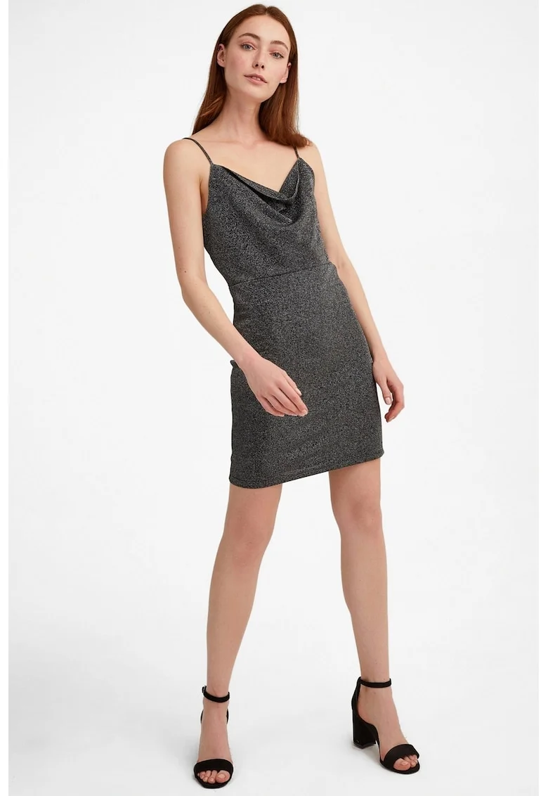 Rochie scurta cu aspect stralucitor, Negru