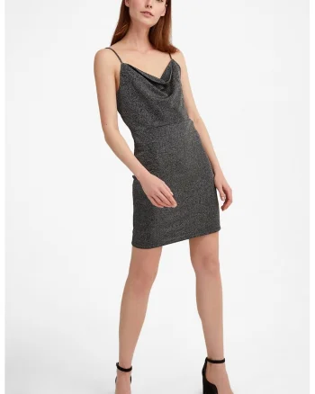 Rochie scurta cu aspect stralucitor, Negru