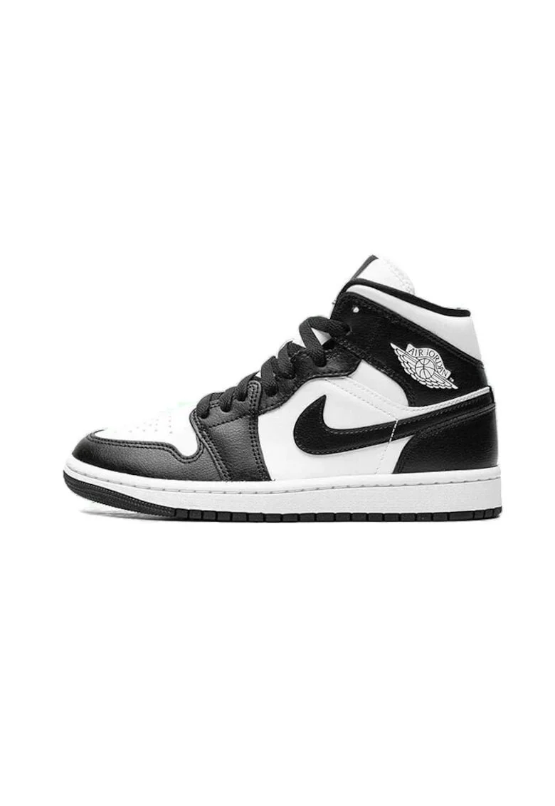 Pantofi sport barbati,  Air Jordan 1 Mid Panda, alb-negru, materiale de inalta calitate, Alb/Negru