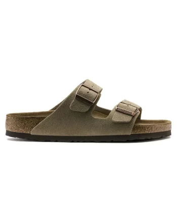 Papuci unisex de piele intoarsa cu catarame ajustabile, Bej