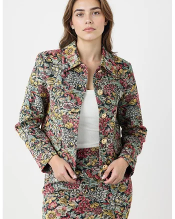 Sacou cu nasturi si imprimeu floral, Multicolor
