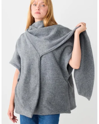 Poncho cu desin petrecut, Gri deschis melange