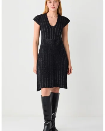 Rochie midi cu decolteu rotund, Negru