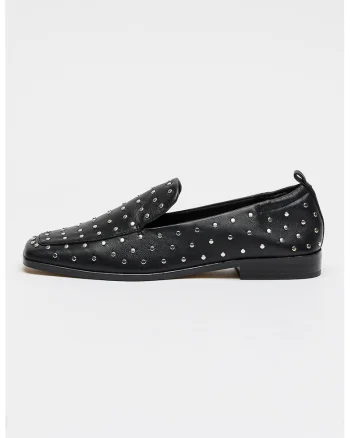 Pantofi loafer de piele cu tinte Beny, Negru/Argintiu