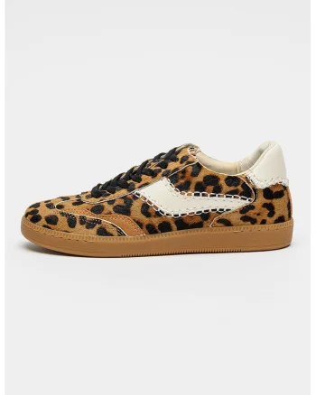 Pantofi sport de piele cu animal print Notice Stitch 2.0, Negru/Maro