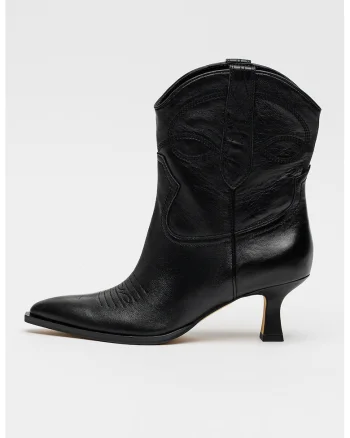 Botine cowboy de piele Angel, Negru