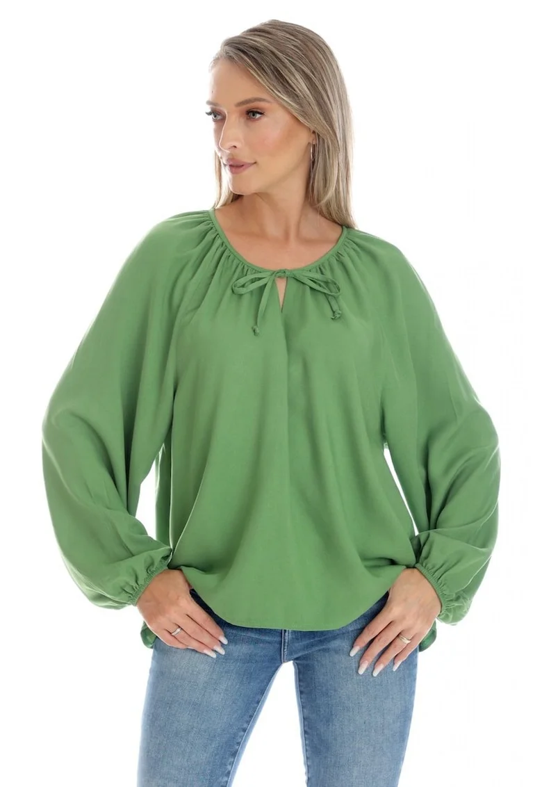 Bluza Dama,  Boho, stil IE cu Pictura Realizata Manual V360, Verde
