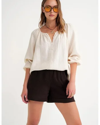 Bluza dama,  muselina, natural, textil