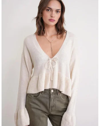 Pulover dama,  Tricot, Decolteu in V, One Size