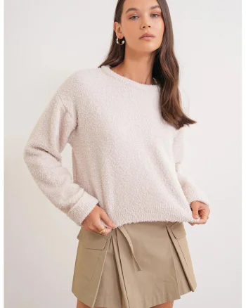 Pulover dama,  Tricot, Crem,