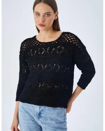 Pulover,  negru, tricot,