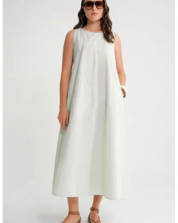 Rochie Maxi,  Relaxed Fit, Verde salvie, Textil