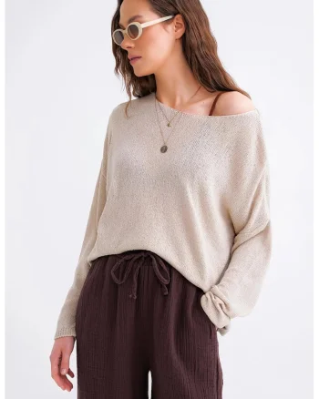 Pulover tricotat oversize,  umeri cazuti, gri,