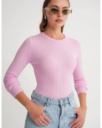 Bluza dama,  top mulat, roz pudrat, jerseu