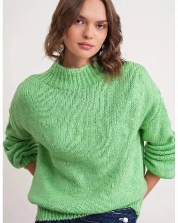 Pulover dama,  Verde Tricot, Verde