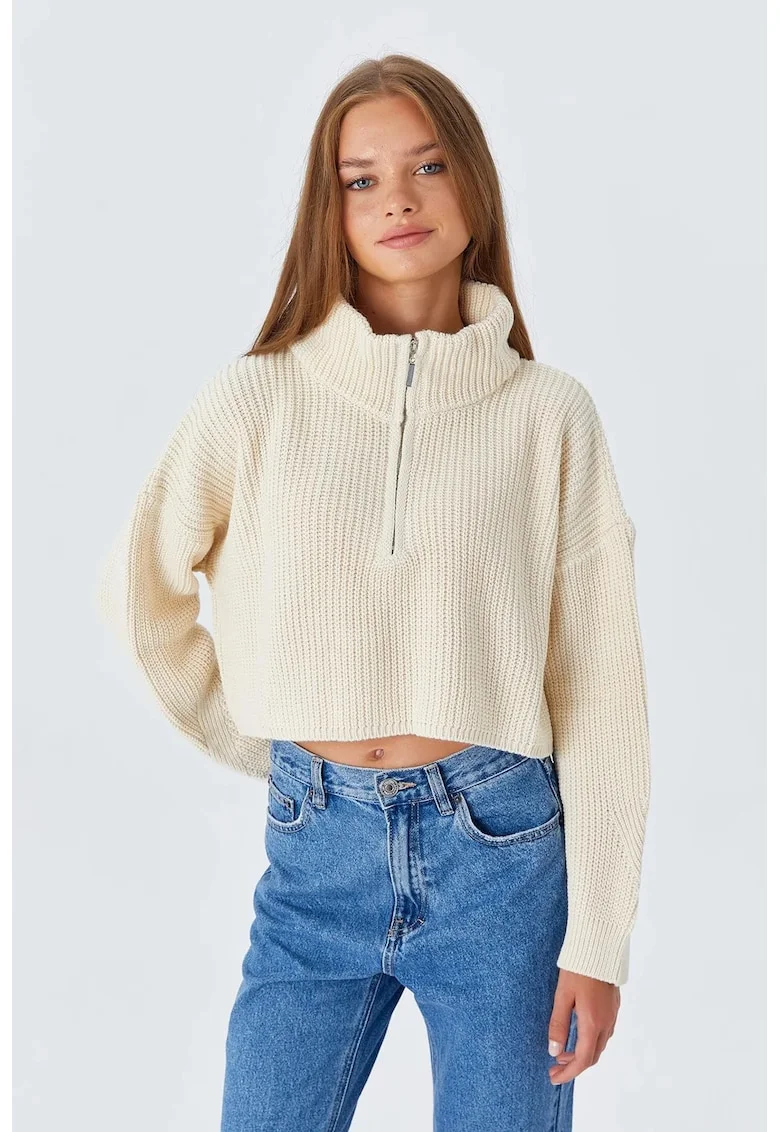 Pulover dama,  Alb, Tricot,
