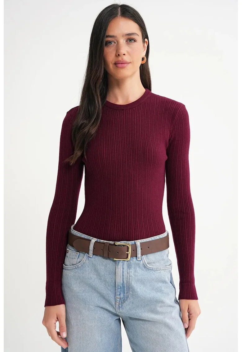 Bluza dama,  mulat, rosu burgundi, jerseu