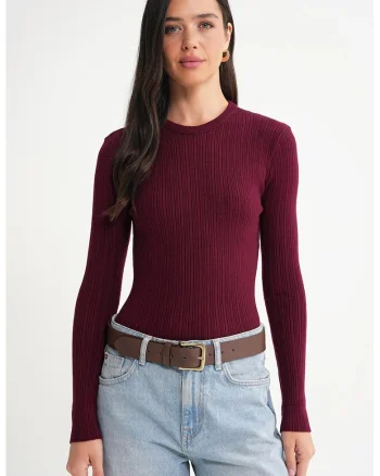 Bluza dama,  mulat, rosu burgundi, jerseu