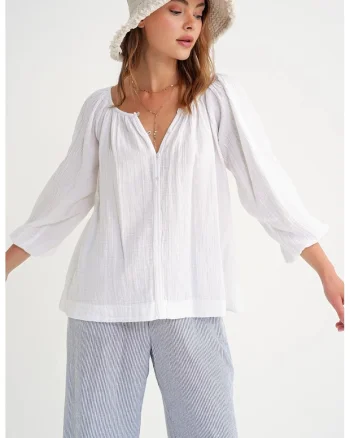 Bluza dama,  muselina, alb, textil