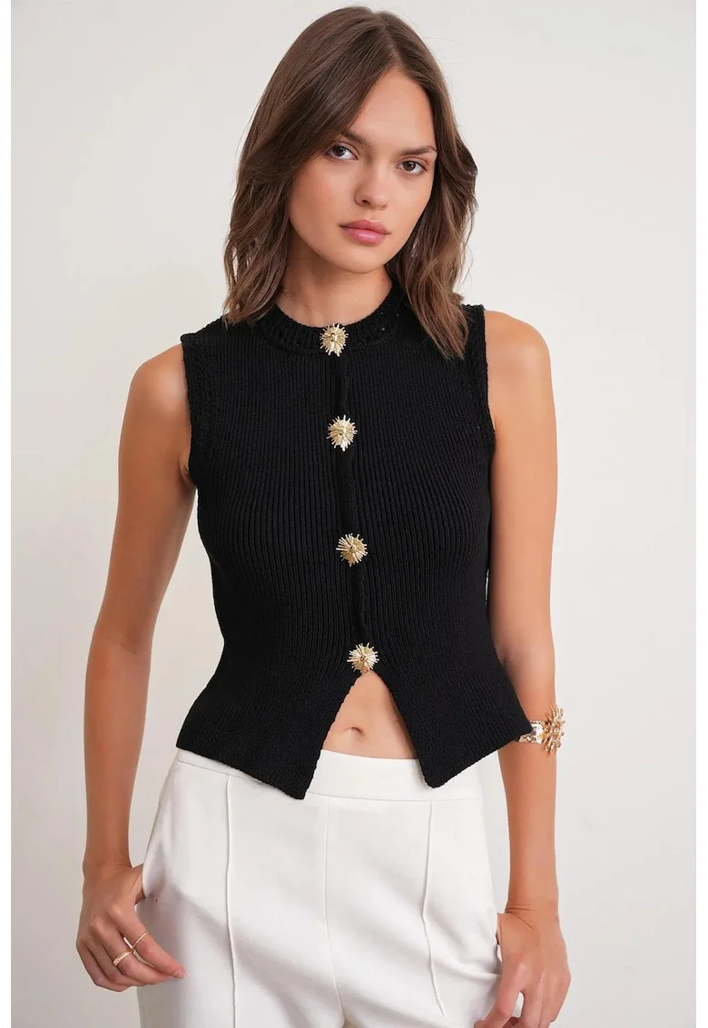 Topuri tricotat,  scurt, negru,