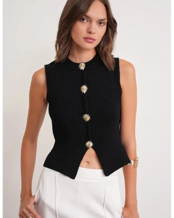Topuri tricotat,  scurt, negru,