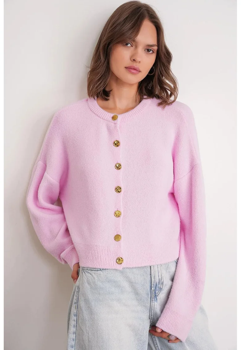 Cardigan,  roz pudrat, tricot, nasturi,