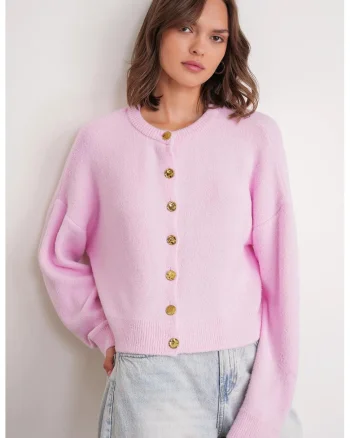 Cardigan,  roz pudrat, tricot, nasturi,