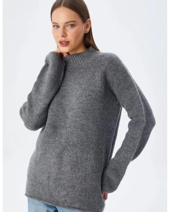 Pulover dama,  Tricot, Gri inchis,