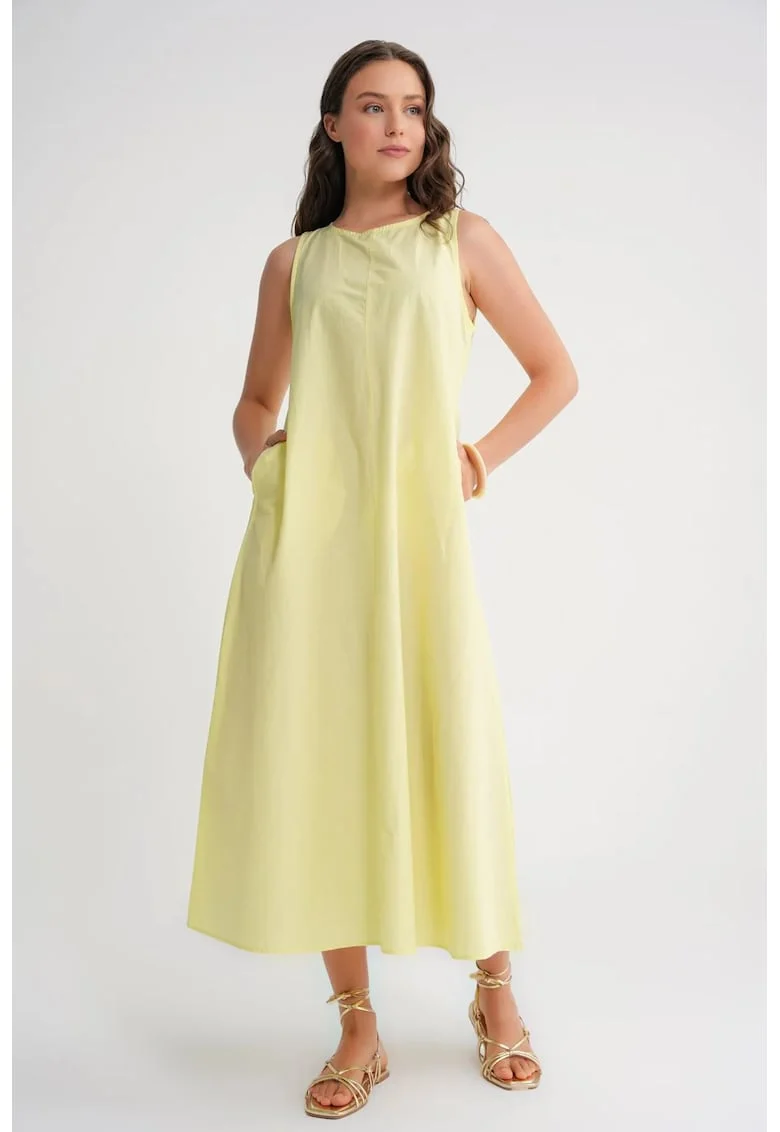 Rochie Maxi  Relaxed Fit, Galben, Textil
