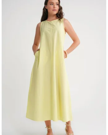 Rochie Maxi  Relaxed Fit, Galben, Textil