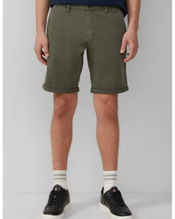 Q/S by s.Oliver Pantaloni scurti chino barbati, John, cu talie medie si croiala Regular fit, Verde inchis, Kaki inchis