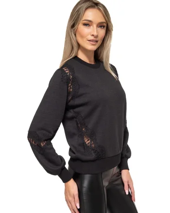 Bluza cu maneci decorative Mora, Negru