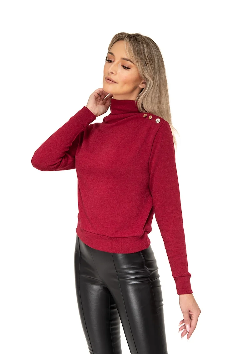 Bluza cu detalii drapate Abby, Visiniu