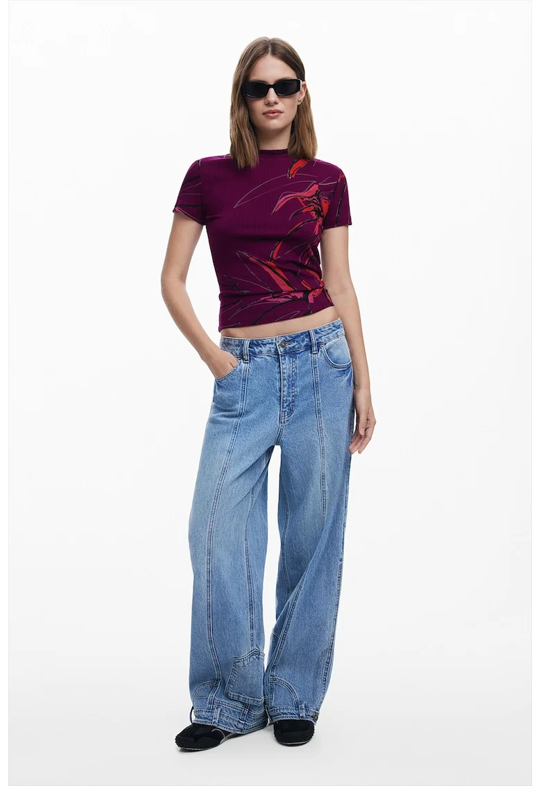Tricou  Lala Abstract 51527, Rosu/Roz pastel/Violet pruna