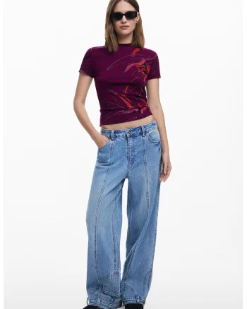 Tricou  Lala Abstract 51527, Rosu/Roz pastel/Violet pruna