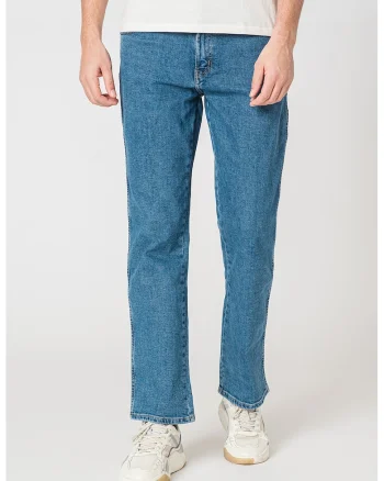 Blugi regular fit cu 5 buzunare, Albastru