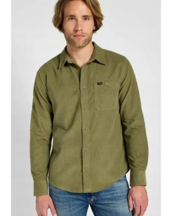 Camasa barbati,  model LEESURE SHIRT, verde, bumbac, maneca scurta, croiala regular fit