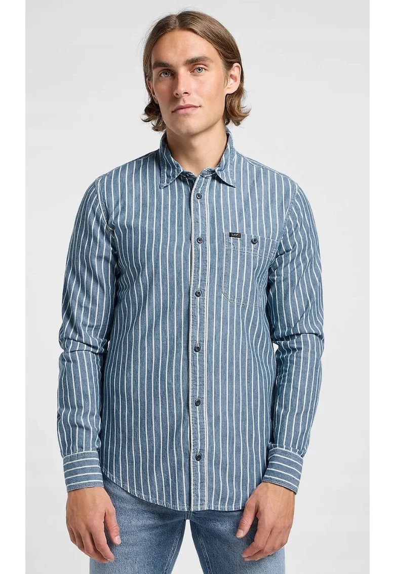 Camasa barbati,  LEESURE SHIRT, albastru, bumbac, maneca scurta, regular fit