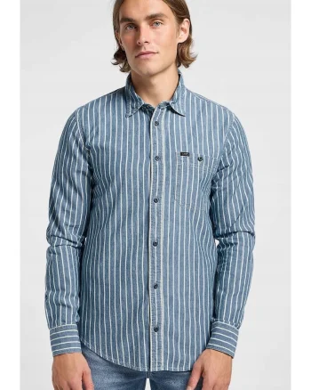 Camasa barbati,  LEESURE SHIRT, albastru, bumbac, maneca scurta, regular fit