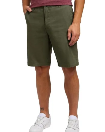 Pantaloni scurti barbati 112349267,  Bumbac/Elastan, Verde masliniu